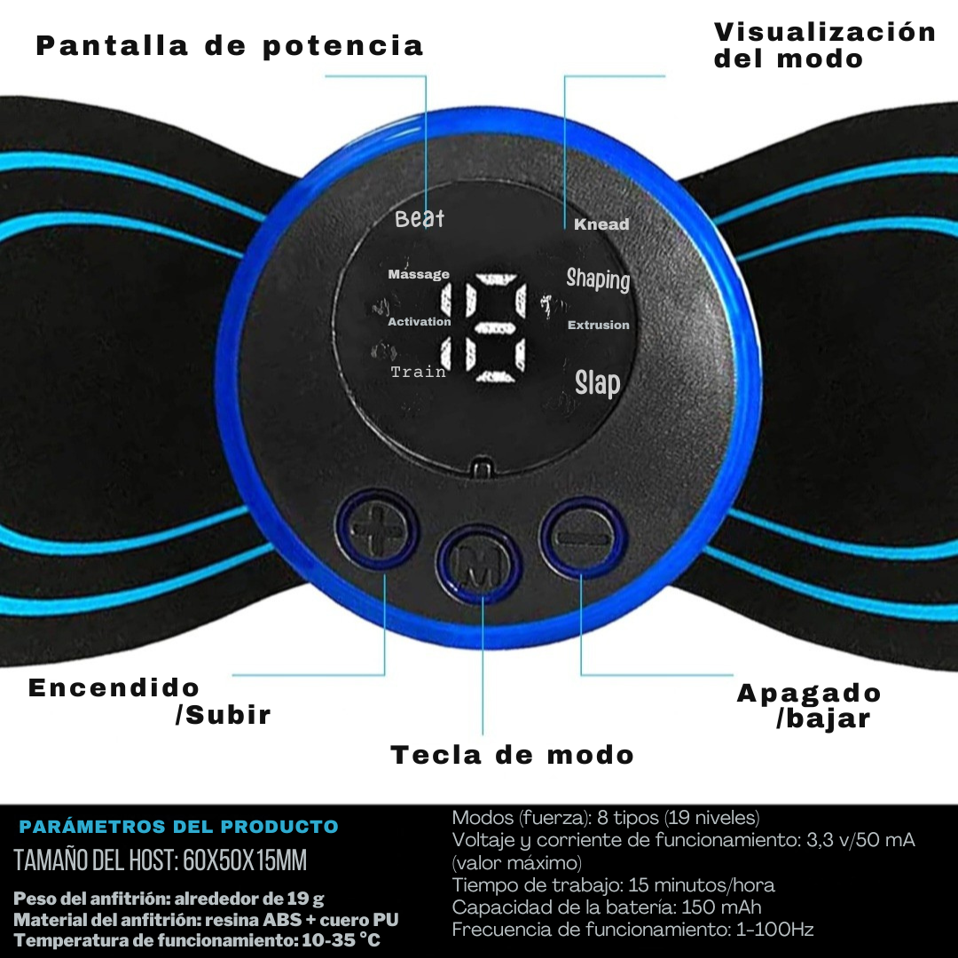 Parche masajeador y estimulador portatil